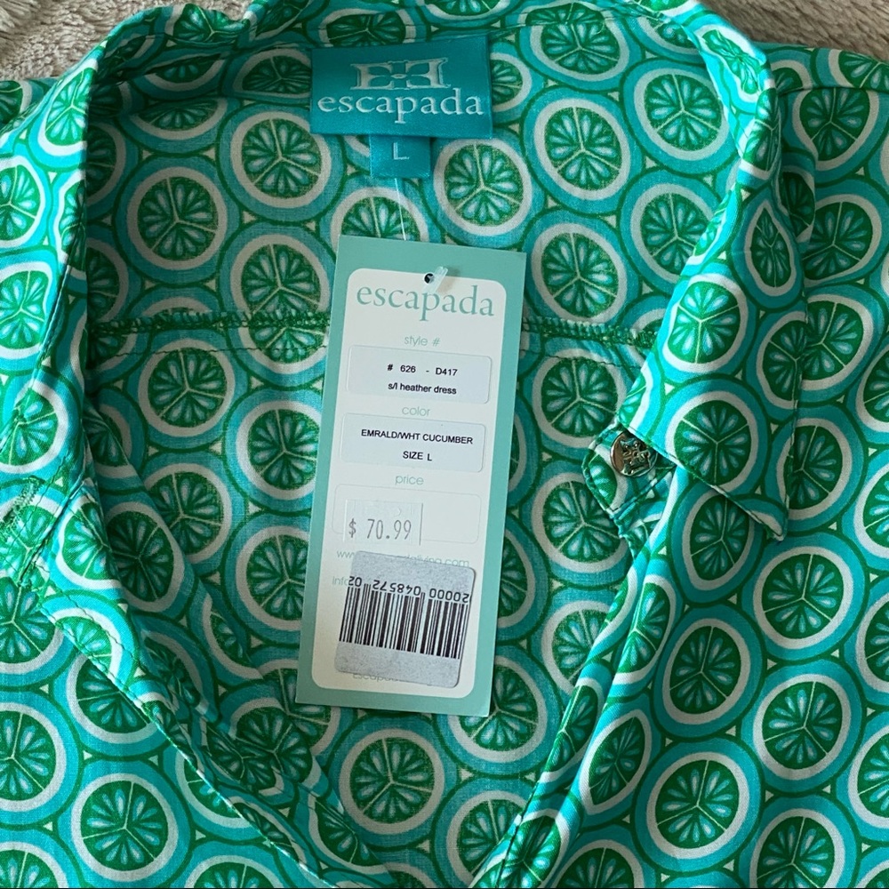 ESCAPADA | Emerald & White Cucumber Dress - Large (NWT) - Picture 4 of 10